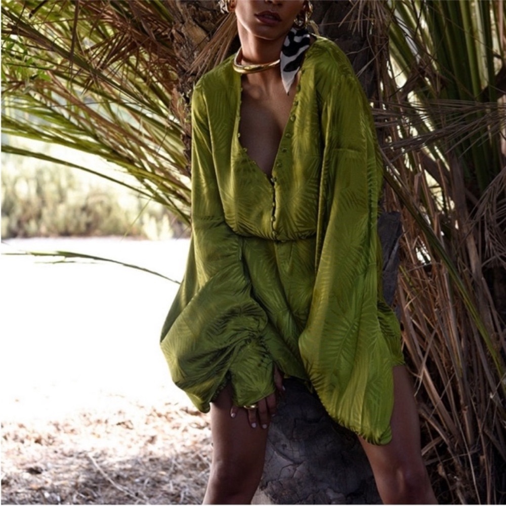 Rat & Boa Harlequin mini dress long sleeves green